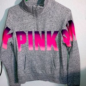 Pink - grey sweater ombré “pink” text